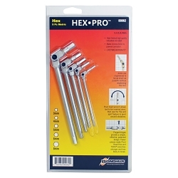 Bondhus® 00062 Long Wrench Set, 5 Pieces, 3 to 8 mm Hex, Hex Drive, L-Handle Handle, Tool Steel, Matte Chrome