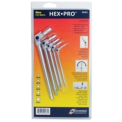 Bondhus® 00064 Long Wrench Set, 5 Pieces, 3 to 8 mm Hex, Hex Drive, L-Handle Handle, Tool Steel, Matte Chrome