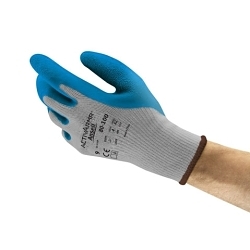 Ansell 103499 Standard Gloves, 9, Natural Latex/Rubber Coating, Cotton/Plastic, Knit Wrist Cuff, Resists: Abrasion, ANSI Cut-Resistance Level: A2