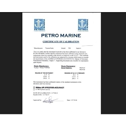 PETRO MARINE 3903127, CERTIFICATE OF VERIFICATION TAPE AND BOB