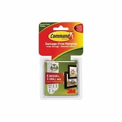 Command™ 7000047906 Hanging Strip, S to M, 1 lb, 3 lb Capacity, Plastic, White
