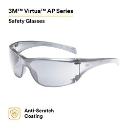 3M™ 7000030055 AP Series Economy Protective Eyewear, Anti-Scratch, Indoor/Outdoor Mirror Lens, Frameless Frame, Clear, Plastic Frame, Polycarbonate Lens, ANSI Z87.1-2015, CSA Z94.3