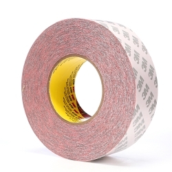 3M™ 7000037751 469 Double Coated Tape, 60 yd L 2 in W, 5 mil THK, Acrylic Adhesive, Tissue Backing, Red
