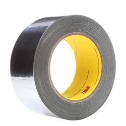3M� 7000001165 363 High Temperature Tape, 36 yd L 1 in W, 7.3 mil THK, Silicone Adhesive, Aluminum Foil/Glass Cloth Backing, Silver