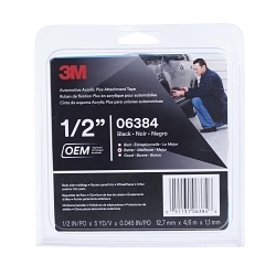 3M™ 7000050082 06384 Automotive Tape, 5 yd L 0.5 in W, 45 mil THK, Acrylic Adhesive, Black
