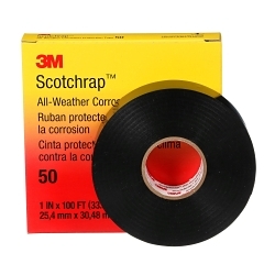 3M™ 7000057501 50UP Corrosion Protection Tape, 100 ft L 1 in W, 0.1 in THK, Rubber Adhesive, PVC Backing, Black