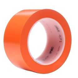 3M™ 7000028854 471 Tape, 36 yd L 2 in W, 5.3 mil THK, Rubber Adhesive, PVC/Vinyl Backing, Orange