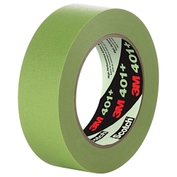 3M™ 401+ High Performance Green Tape, Natural Rubber/Synthetic Rubber Adhesive, Crepe Paper Backing