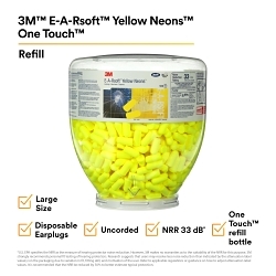 3Mâ„¢ 7100001858 391-1005 Refill Bottle Ear Plug, Tapered Shape, Uncorded Design