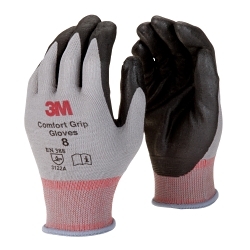 3M™ 7100034912 Comfort Grip Glove, M, Foam Nitrile Palm, Nylon, Gray, Elastic Wrist Cuff, Resists: Abrasion, Cut, Puncture and Tear