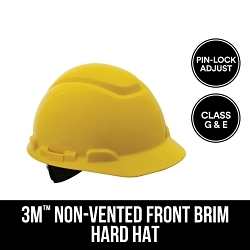 3M™ 7100153544 Standard Hard Hat, Polyethylene, 4-Point Nylon Suspension, ANSI Electrical Class Rating: Class E and G, ANSI Impact Rating: Type I, Pin Lock Adjustment