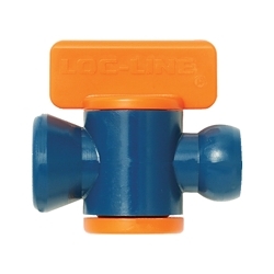 Loc-Line 29454, 1/4" THREADED IN-LINE SHUT-OFF VALVES FOR 'LOC-LINE' COOLANT SYSTEM, BLUE & ORANGE ACETAL MATERIAL, Pack/10