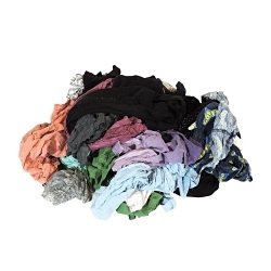 Blue Chip 4606856 Multi-Color Reclaimed Wipers, Cotton Knit T-Shirt Color Rags, 25 Lbs. Box