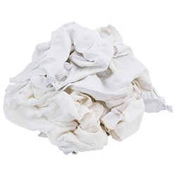 Blue Chip 4660272 White Woven Cotton Knit Polo Tee Shirt Rags, Reclaimed, Bleached, & Washed Wipers, 25 Lbs. Box
