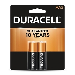 Duracell® MN1500B2 Alkaline Battery, Zinc-Manganese Dioxide, 1.5 V DC V Nominal, 2850 mAh Nominal, AA