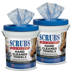 SCRUBS 42272 Heavy Duty Hand Cleaner Towel, 72 Towels, Polypropylene, Blue/White, 2 Tubs