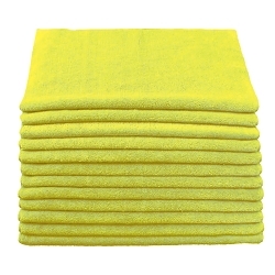 Blue Chip 6667450, 16" x 16" Microfiber Cloth Wipers, Yellow, 12/Box