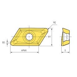 Korloy 1-02-069536, PRO‑X Indexable Carbide Milling Insert XEKT19M516FR-MA, Grade PD1010