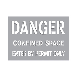 Accuform® CST718 Confined Space Stencil, DANGER CONFINED SPACE ENTER BY PERMIT ONLY, 2 in H Header/1 in H Letter H, Mylar® Plastic