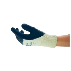ActivArmr® 205857 27-600 Industrial Grade Gloves, Cut and Sewn Style, 10, Blue, Knit Wrist Cuff, Nitrile Coating, Resists: Abrasion/Oil, Cotton Jersey Lining