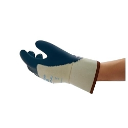 ActivArmr® 205859 27-607 Industrial Grade Gloves, Cut and Sewn Style, 10, Blue/White, Safety Cuff, Nitrile Coating, Resists: Abrasion, Cotton Jersey Lining