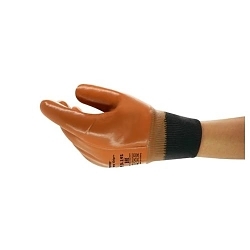 ActivArmr® 256033 23-191 Industrial Grade Gloves, 10, Brown, Knit Wrist Cuff, PVC Coating, Resists: Cold, Cotton Jersey Lining