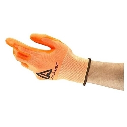 ActivArmr® 119023 97-012 Industrial Grade Gloves, Grip/Straight Thumb Style, 8, Orange, Knit Wrist Cuff, Nitrile Coating, Resists: Abrasion/Cut, Nylon/Spandex Lining