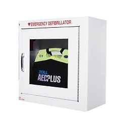 ZOLL® AED Plus® 8000-0855 Standard Wall Mount Defibrillator Storage Cabinet With ZOLL Logo, 17-1/2 in L x 17-1/2 in W x 9 in H, Metal, White