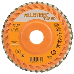 ALLSTEEL™ 06Y454 Flap Disc, 4-1/2 in Dia Disc, 40 Grit, Industrial Grade, Steel Abrasive