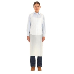 AlphaTec® 950133 210 Bib Apron, White, Polyethylene, 55 in L