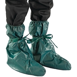AlphaTec® GR40-W-92-406-00 406 Welded Seam Boots, 103 GSM Fabric Weight, One Size Fits Shoe, Green, Elastic Top Closure, Resists: Chemical