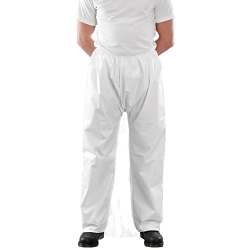 AlphaTec® WH20-B-92-301-02 301 Bound Seam Trouser, S, White, Polyethylene, Elastic Closure, Resists: Liquid Chemicals