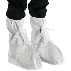 AlphaTec® WH20-B-92-407-00 407 Bound Seam Boots, 63 GSM Fabric Weight, 8 to 12 in Fits Shoe, White, Non-Slip Sole, Elastic Top Closure, PVC Upper & Midsole, Resists: Liquid Chemicals