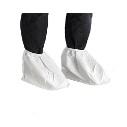 AlphaTec® WH20-B-92-417-00 417 Bound Seam Shoes, 63 GSM Fabric Weight, 8 to 12 in Fits Shoe, White, Non-Slip Sole, Elastic Opening Closure, PVC Upper & Midsole, Resists: Liquid Chemicals