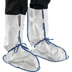 AlphaTec® WH25-B-92-409-00 409 Bound Seam Boots, 65 GSM Fabric Weight, One Size Fits Shoe, White, Non-Slip Sole, Elastic Top Closure, Resists: Blood/Body Fluids/Blood Borne Pathogens