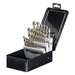 Ambore™ 18180 1354 Heavy Duty Jobber Length Drill Set, 1/16 in Min Drill Bit, 1/2 in Max Drill Bit, 135 deg Drill Point Angle, 29 Pieces, HSS, Black/Gold