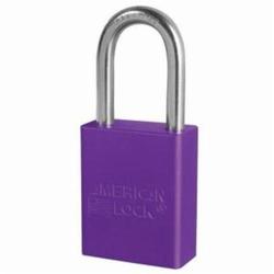 American Lock® A1106PRP Safety Padlock, Different Key, Purple, Anodized Aluminum Body, 1/4 in Dia x 1-1/2 in H x 25/32 in W Polished Chrome Boron Alloy Steel Shackle, Conductive Conductivity