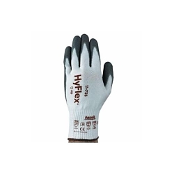 HyFlex® 163846 Gloves, 10, Polyurethane Palm, White/Gray, Knitted Material/Polyurethane