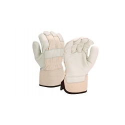 Pyramex® GL1003WL GL1003W Gloves, Work, Gunn Cut/Wing Thumb Style, Grain Cowhide Leather, Tan, Safety Cuff, Polyester Lining