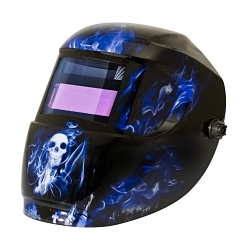 ArcOne® 1000F-0141 Blue Doom Welding Helmet, 4/9 to 13 Lens Shade, Blue Doom, 6 sq-in Viewing Area, Power Source: Solar