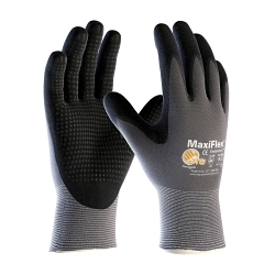 ATG® 34-844/L 34-844 General Purpose Gloves, Seamless Style, L, Microfoam Nitrile Palm, Nylon, Black/Gray, Resists: Abrasion, Cut, Puncture and Tear