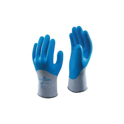 Atlas® by Showa Best 305L-09 305 Ergonomic General Purpose Gloves, Straight Thumb Style, L, Natural Rubber Latex Palm, Cotton/Polyester, Blue/Gray, Resists: Abrasion, Cut, Puncture and Tear