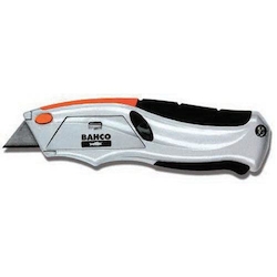 Bahco® BAH150003 Squeeze Grip Heavy Duty Safety Utility Knife, Standard Blade, 6 Blades Included, 170 mm OAL