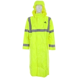 Big Jake BJ238CHM BJ238CH 1-Piece Rain Coat, M, Fluorescent Lime, PVC, Resists: Water/Flame, ANSI 107 Class 3, Hideaway Drawstring Hood