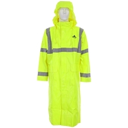 Big Jake BJ238CHL BJ238CH 1-Piece Rain Coat, Fluorescent Lime, PVC, Resists: Water/Flame, ANSI 107 Class 3, Hideaway Drawstring Hood