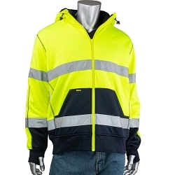 Bisley 323M6988T-YLNV/2XL 323M6988T Hooded Sweatshirt, 2XL, Hi-Vis Yellow, Polyester, ANSI Type R Class 3