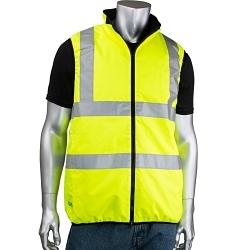 Bisley 332M0330H-YEL/L 332M0330H High Visibility Reversible Puffer Vest, L, Hi-Vis Yellow, Polyester, Zipper Closure, 4 Pockets, ANSI Class: Class 2, ANSI Type R Class 2