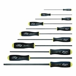 Bondhus® 10737 Ball End Long Length Screwdriver Set, 11 Pieces, Steel/Thermoplastic/Soft Rubber Coated, ProGuard™