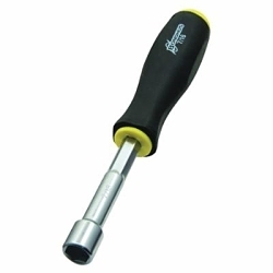Bondhus® 38415 Nut Driver, 7/16 in, Hollow Shank, Yellow Ergonomic Grip Handle, Polished Chrome