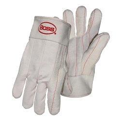 Boss® 1BC42735 2-Ply Hot Mill Gloves, L, Cotton, Natural, Rayon Lining, Band Top Cuff, 10-1/2 in L, Resists: Heat